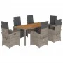 Set comedor jardín 7 pzas y cojines ratán sintético gris by , Garden sets - Ref: Foro24-3212484, Price: 966,19 €, Discount: %