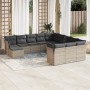 Garden sofa set 12 pieces with gray synthetic rattan cushions by , Garden sets - Ref: Foro24-3250469, Price: 751,37 €, Discou...