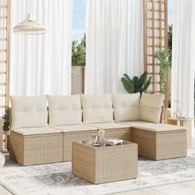 Garden sofa set with cushions 6 pieces beige synthetic rattan by , Garden sets - Ref: Foro24-3249367, Price: 370,79 €, Discou...