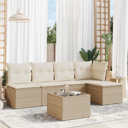 Juego de sofás jardín con cojines 6 pzas ratán sintético beige de , Conjuntos de jardín - Ref: Foro24-3249367, Precio: 359,14...