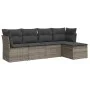 Garden sofa set with 5-piece synthetic rattan gray cushions by , Garden sets - Ref: Foro24-3249399, Price: 298,17 €, Discount: %