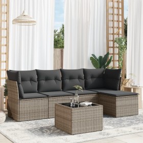 6-piece garden furniture set and gray synthetic rattan cushions by , Garden sets - Ref: Foro24-3249409, Price: 369,78 €, Disc...