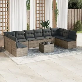 Garden sofa set 11 pieces and gray synthetic rattan cushions by , Garden sets - Ref: Foro24-3249939, Price: 620,63 €, Discoun...