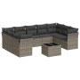 Gartensofa-Set, 10-teilig, mit grauen Polstern aus synthetischem Rattan von , Gartensets - Ref: Foro24-3249979, Preis: 628,84...