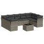 Set de sofás de jardín 10 pzas con cojines ratán sintético gris by , Garden sets - Ref: Foro24-3249979, Price: 600,56 €, Disc...
