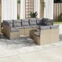 Gartensofa-Set mit beigen Kissen, 10-teilig, synthetisches Rattan von , Gartensets - Ref: Foro24-3249998, Preis: 623,00 €, Ra...