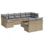 Gartensofa-Set mit beigen Kissen, 10-teilig, synthetisches Rattan von , Gartensets - Ref: Foro24-3249998, Preis: 623,00 €, Ra...