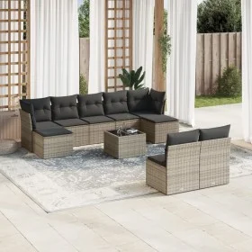 10-teilige Gartensofagarnitur mit grauen synthetischen Rattankissen von , Gartensets - Ref: Foro24-3250119, Preis: 555,06 €, ...