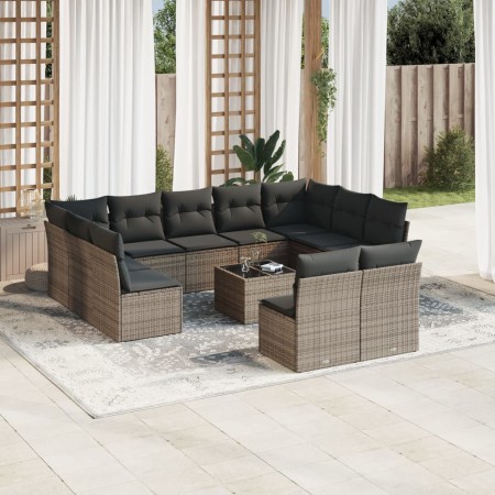 12-teiliges Gartensofa-Set mit grauen synthetischen Rattankissen von , Gartensets - Ref: Foro24-3250199, Preis: 641,86 €, Rab...