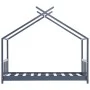 Kinderbettgestell aus massivem, grauem Kiefernholz, 80 x 160 cm von vidaXL, Kinderbetten und Betten für Kinder - Ref: Foro24-...