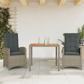 3-piece garden dining set with gray synthetic rattan cushions by , Garden sets - Ref: Foro24-3212239, Price: 360,27 €, Discou...