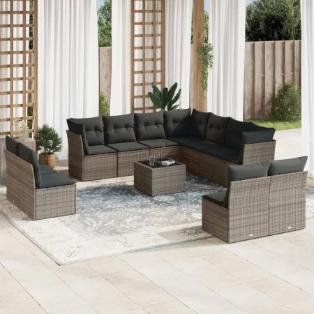 12-teiliges Gartensofa-Set mit grauen synthetischen Rattankissen von , Gartensets - Ref: Foro24-3249669, Preis: 738,49 €, Rab...