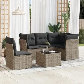 6-piece garden furniture set with gray synthetic rattan cushions by , Garden sets - Ref: Foro24-3249489, Price: 364,32 €, Dis...