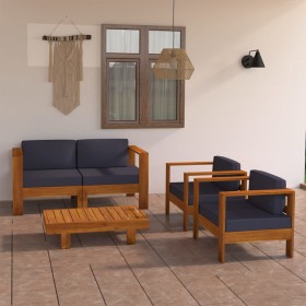 Muebles de jardín 4 pzas cojines madera acacia gris oscuro