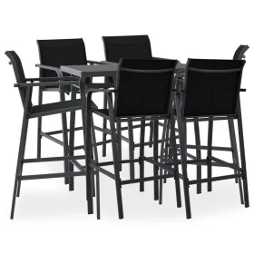 Mesa alta y taburetes de bar de jardín 7 piezas negro y gris de , Conjuntos de jardín - Ref: Foro24-3073578, Precio: 661,60 €...