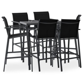 Mesa alta y taburetes de bar de jardín 7 piezas negro y gris de , Conjuntos de jardín - Ref: Foro24-3073578, Precio: 625,03 €...