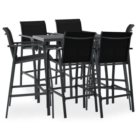 High table and garden bar stools 7 pieces black and gray by , Garden sets - Ref: Foro24-3073578, Price: 661,60 €, Discount: %