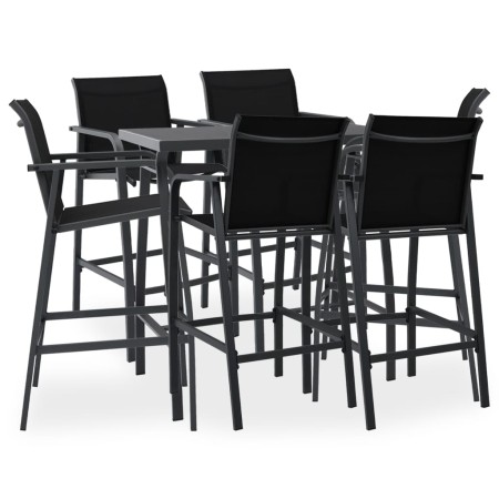 Hoher Tisch und Gartenbarhocker 7-teilig schwarz und grau von , Gartensets - Ref: Foro24-3073578, Preis: 625,03 €, Rabatt: %