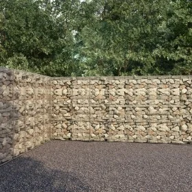 Gabionenwand mit Abdeckungen aus verzinktem Stahl 600x30x200 cm von vidaXL, Zaunpaneele - Ref: Foro24-144915, Preis: 373,44 €...