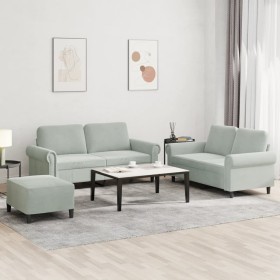 Sofa set with cushions 3 pieces light gray velvet by , Sofas - Ref: Foro24-3202220, Price: 544,15 €, Discount: %