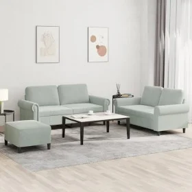 Sofa set with cushions 3 pieces light gray velvet by , Sofas - Ref: Foro24-3202220, Price: 490,62 €, Discount: %