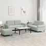 Juego de sofás con cojines 3 piezas terciopelo gris claro de , Sofás - Ref: Foro24-3202220, Precio: 490,49 €, Descuento: %