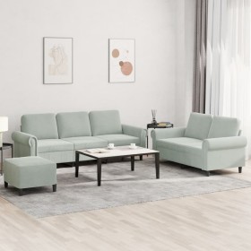 Juego de sofás con cojines 3 piezas terciopelo gris claro de , Sofás - Ref: Foro24-3202260, Precio: 603,28 €, Descuento: %