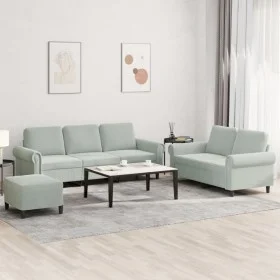 Sofa set with cushions 3 pieces light gray velvet by , Sofas - Ref: Foro24-3202260, Price: 593,15 €, Discount: %