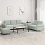 Juego de sofás con cojines 3 piezas terciopelo gris claro de , Sofás - Ref: Foro24-3202260, Precio: 592,52 €, Descuento: %