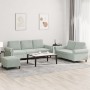 Sofagarnitur mit Kissen, 3-teilig, hellgrauer Samt von , Sofas - Ref: Foro24-3202260, Preis: 603,28 €, Rabatt: %