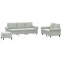 Sofagarnitur mit Kissen, 3-teilig, hellgrauer Samt von , Sofas - Ref: Foro24-3202260, Preis: 603,28 €, Rabatt: %