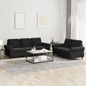 2-piece black velvet sofa set with cushions by , Sofas - Ref: Foro24-3202255, Price: 556,03 €, Discount: %