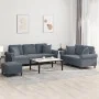 Juego de sofás con cojines 3 piezas terciopelo gris oscuro de , Sofás - Ref: Foro24-3202281, Precio: 601,44 €, Descuento: %