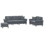 Dreiteilige Sofagarnitur aus dunkelgrauem Samt mit Kissen von , Sofas - Ref: Foro24-3202281, Preis: 610,81 €, Rabatt: %