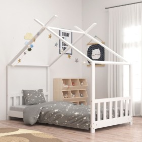 Estructura de cama infantil madera maciza pino blanco 70x140 cm
