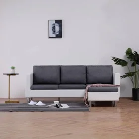 Dreisitzer-Sofa mit weißen Kunstlederkissen. von , Sofas - Ref: Foro24-282286, Preis: 379,54 €, Rabatt: %