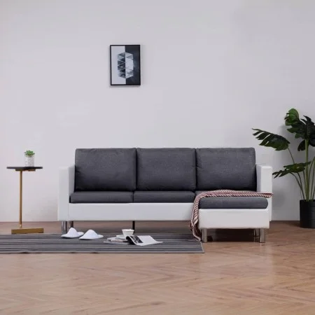 Sofá de 3 plazas con cojines cuero sintético blanco by , Sofas - Ref: Foro24-282286, Price: 379,54 €, Discount: %