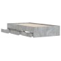 Betongraues Holzwerkstoffbett mit Schubladen 75x190 cm von , Betten und Lattenroste - Ref: Foro24-3207332, Preis: 125,86 €, R...