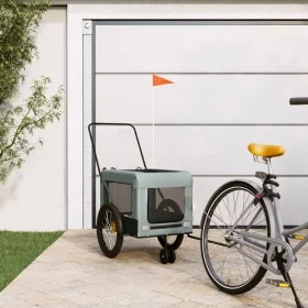 Fahrradanhänger für Haustiere aus Eisen und grauem schwarzen Oxford-Stoff. von , Kinderwagen für Haustiere - Ref: Foro24-9394...