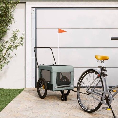 Fahrradanhänger für Haustiere aus Eisen und grauem schwarzen Oxford-Stoff. von , Kinderwagen für Haustiere - Ref: Foro24-9394...