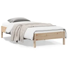 Solid pine wood bed frame 90x200 cm by , Beds and slatted bases - Ref: Foro24-842710, Price: 75,69 €, Discount: %