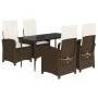 Garten-Essgruppe, 5-teilig, mit braunen Kunststoff-Rattan-Kissen. von , Gartensets - Ref: Foro24-3212333, Preis: 624,46 €, Ra...