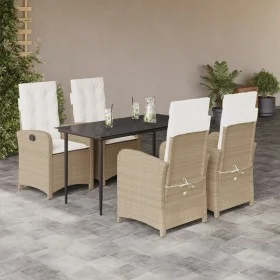 Set comedor de jardín 5 pzas con cojines ratán sintético beige by , Garden sets - Ref: Foro24-3212373, Price: 610,87 €, Disco...