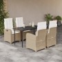 Set comedor de jardín 5 pzas con cojines ratán sintético beige by , Garden sets - Ref: Foro24-3212373, Price: 554,63 €, Disco...