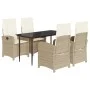 Set comedor de jardín 5 pzas con cojines ratán sintético beige by , Garden sets - Ref: Foro24-3212373, Price: 612,51 €, Disco...