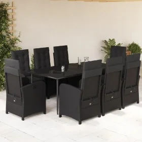 Set de comedor de jardín 9 pzas y cojines ratán sintético negro by , Garden sets - Ref: Foro24-3212319, Price: 1,00 €, Discou...