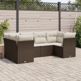 Set aus 6-teiligen Gartensofas und Kissen aus braunem Kunst-Rattan. von , Gartensets - Ref: Foro24-3218113, Preis: 392,38 €, ...