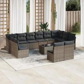 Gartensofagarnitur mit 13-teiligen Kissen aus grauem Kunststoff-Rattan. von , Gartensets - Ref: Foro24-3250219, Preis: 771,87...