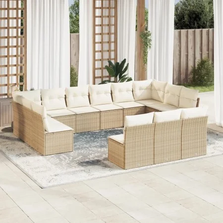 Set sofás de jardín con cojines 13 pzas ratán sintético beige by , Garden sets - Ref: Foro24-3250227, Price: 855,39 €, Discou...