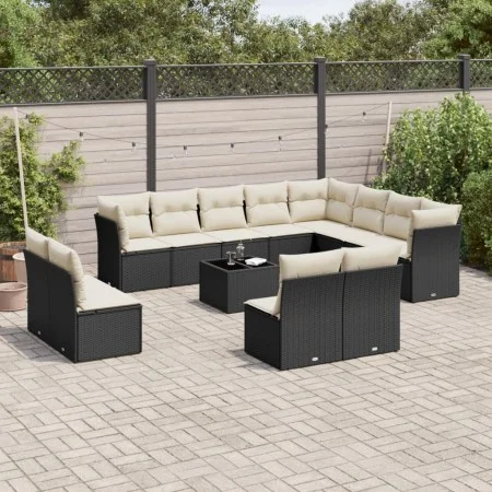 Set de sofás de jardín y cojines 13 pzas ratán sintético negro by , Garden sets - Ref: Foro24-3250315, Price: 769,23 €, Disco...